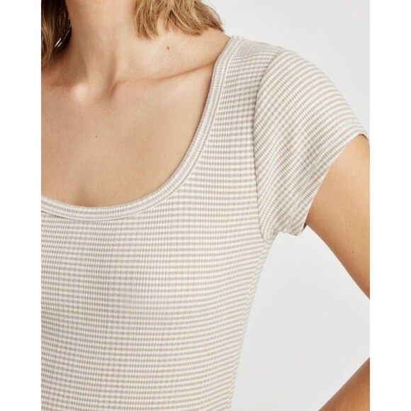 Splendid Selena Stripe Short Sleeve Tee Medium Ribbed Basic Capsule Minimalist - Picture 2 of 10